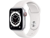 Apple Watch Series 6 GPS + Cellular, 40mm Silver Aluminium Case with White Sport Band - Regular