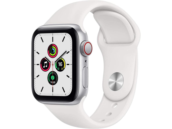 Apple Watch SE GPS + Cellular, 40mm Silver Aluminium Case with White Sport Band - Regular