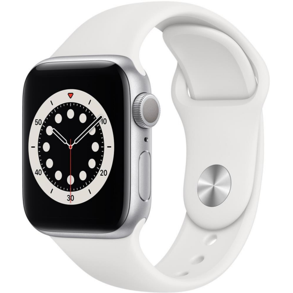 Apple Watch Series 6 GPS, 40mm Silver Aluminium Case with White Sport Band - Regular