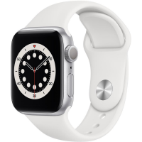 Apple Watch Series 6 GPS, 40mm Silver Aluminium Case with White Sport Band - Regular