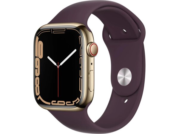 Apple Watch Series 7 GPS + Cellular 41mm Edelstahl gold mit Sportarmband