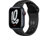 Apple Watch Nike Series 7 GPS + Cellular 41mm Aluminium Mitternacht mit Sportarmband anthrazit/schwarz