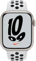 Apple Watch Nike Series 7 GPS + Cellular 45mm Aluminium Polarstern mit Sportarmband Pure Platinum/schwarz