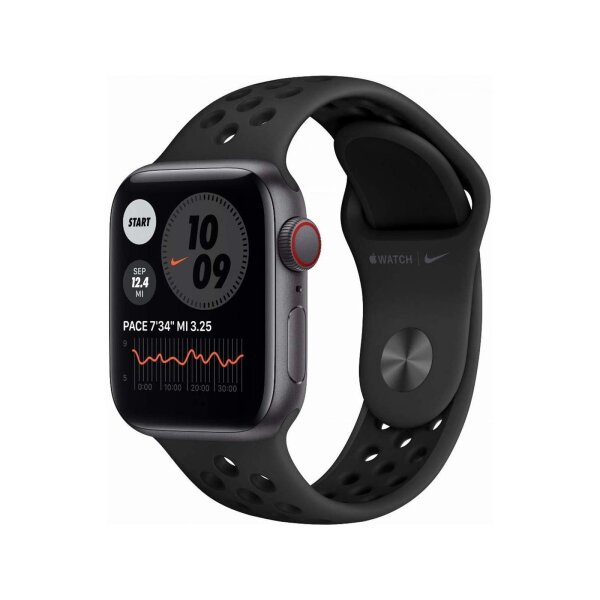 Apple Watch Nike SE (1.Gen) GPS + Cellular 44mm space grau mit Sportarmband anthrazit/schwarz