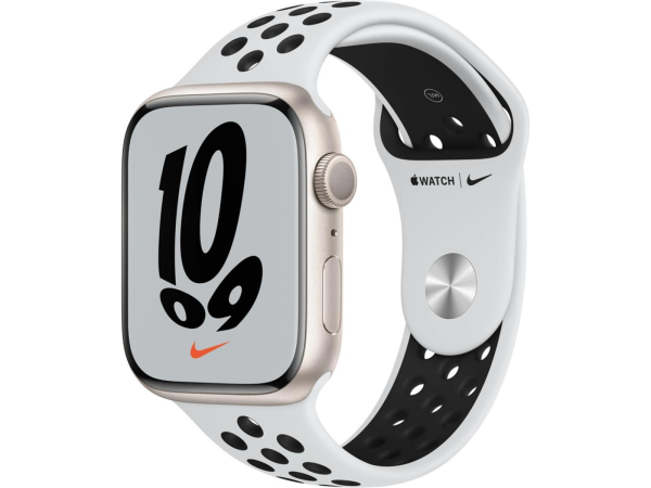 Apple Watch Nike Series 7 GPS 45mm Aluminium Polarstern Sportarmband Pure Platinum