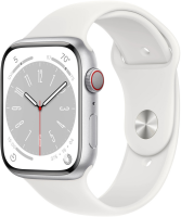 Apple Watch Series 8 (GPS + Cellular) 41mm Aluminium silber/ weiß