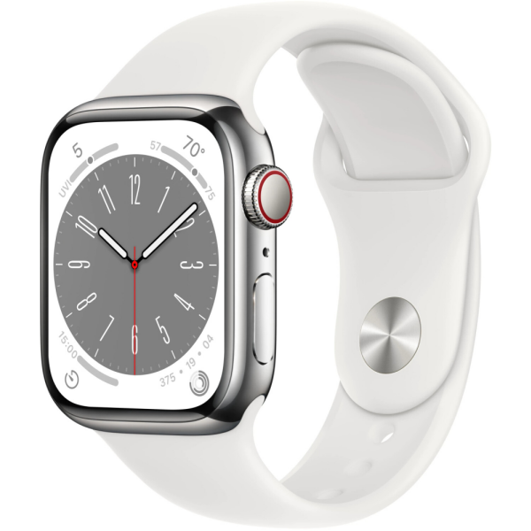 Apple Watch Series 8 GPS + Cellular 41mm Edelstahl silber/weiß