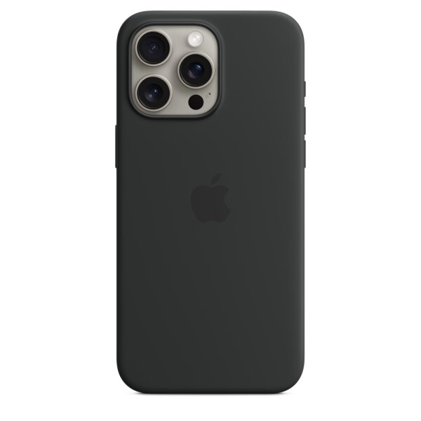 Apple Silikon Case iPhone 15 Pro Max mit MagSafe (schwarz)