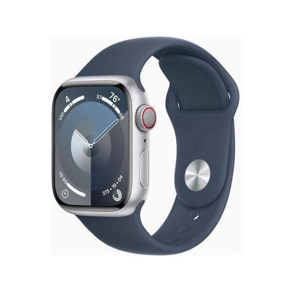 Apple Watch Series 9 (GPS + Cellular) 45mm Aluminium silber/sturmblau M/L