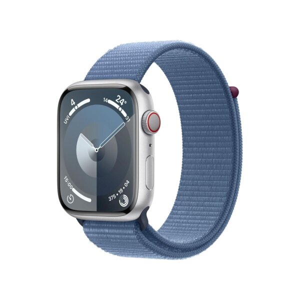 Apple Watch Series 9 (GPS + Cellular) 45mm Aluminium silber Sport Loop winterblau