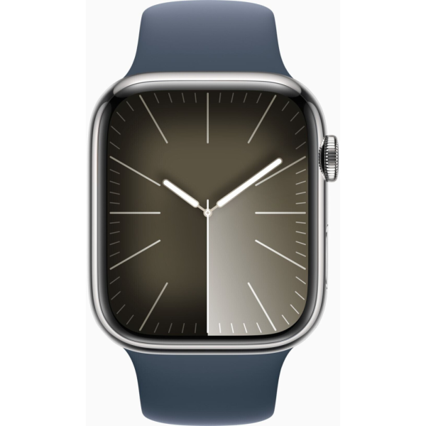 Apple Watch Series 9 (GPS + Cellular) 45mm Edelstahl silber/sturmblau M/L
