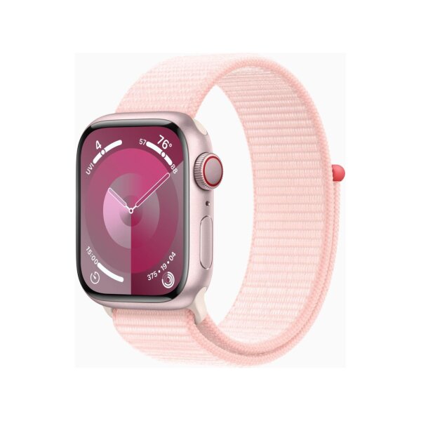 Apple Watch Series 9 (GPS + Cellular) 45mm Aluminium rosé Sport Loop hellrosa