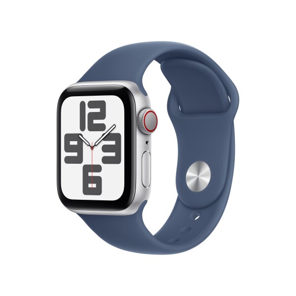 Apple Watch SE GPS + Cellular 40mm Aluminium Silber/Denim M/L