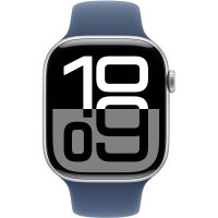 Apple Watch Series 10 (GPS + Cellular) 46mm Aluminium silber/blau(Denim) M/L