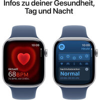 Apple Watch Series 10 (GPS + Cellular) 46mm Aluminium silber/blau(Denim) M/L