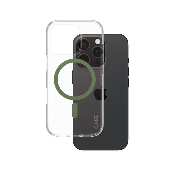 CARE iPhone16 Pro Clear Case Grün MagSafe