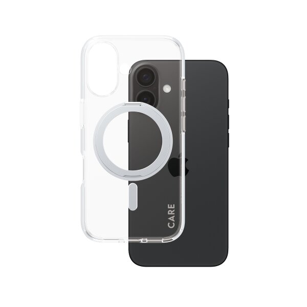 CARE iPhone16 Kickstand Case Silber MagSafe