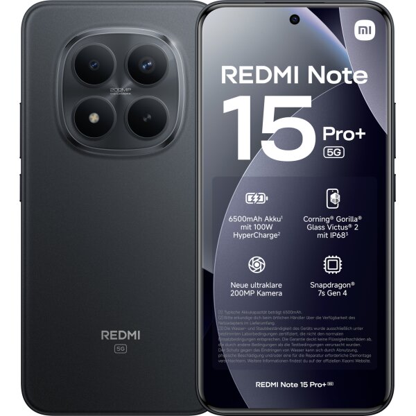 Xiaomi Redmi Note 15 Pro+ 5G 256GB schwarz
