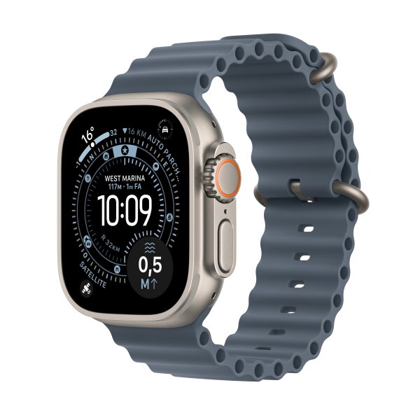 Apple Watch Ultra 3 49mm Titan Natur GPS + Cellular Ocean Armband Maritimblau